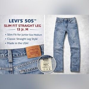 Levi's 505 Slim Fit Straight Leg Jeans 13 JR. M